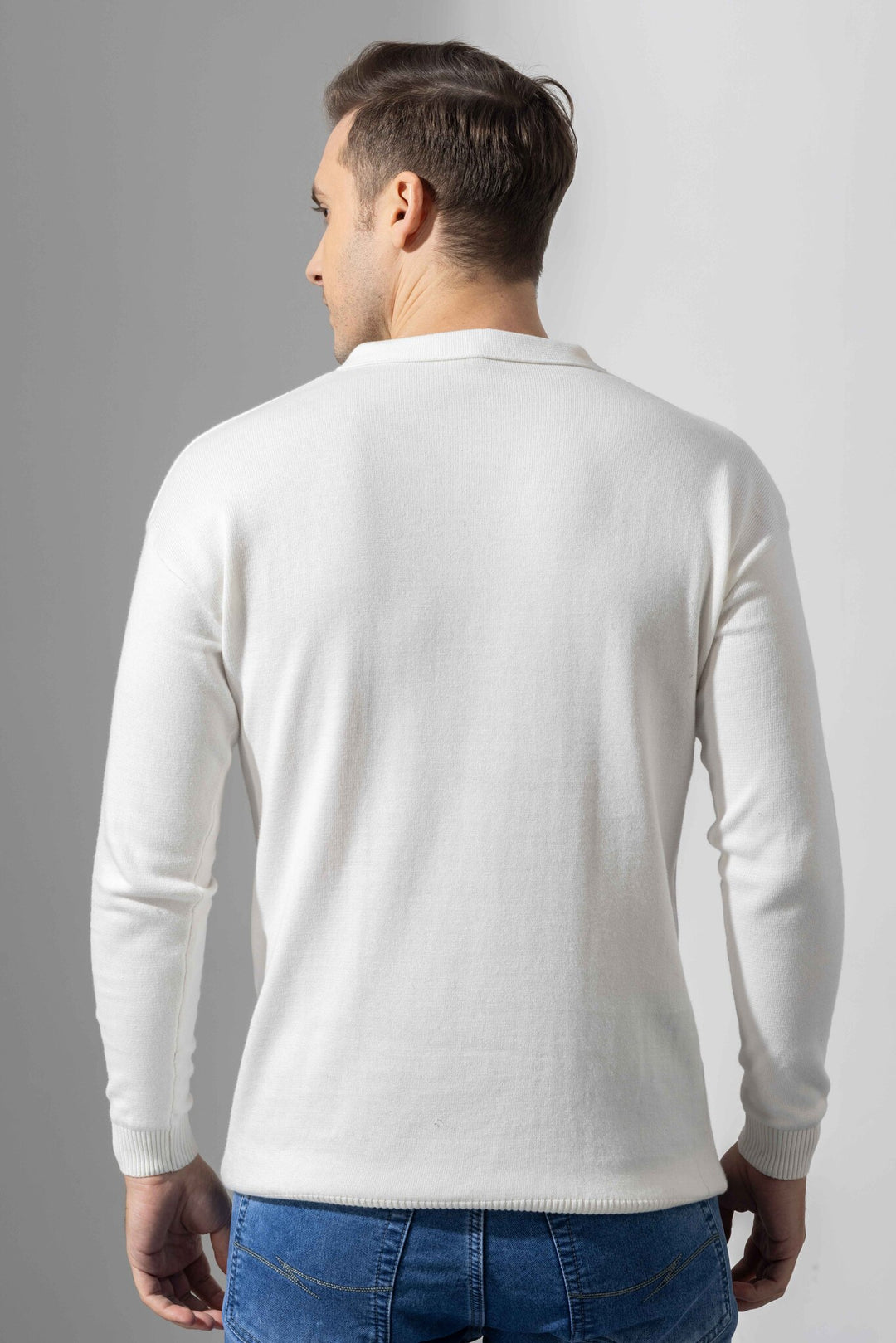 White Premium Flat Knit Polo T-Shirt