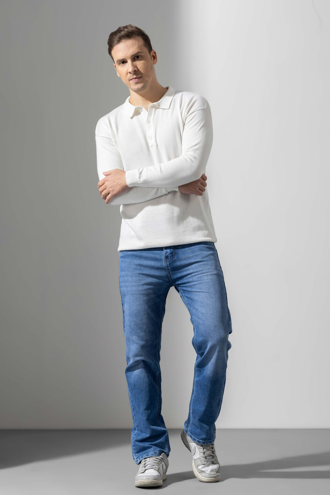 White Premium Flat Knit Polo T-Shirt