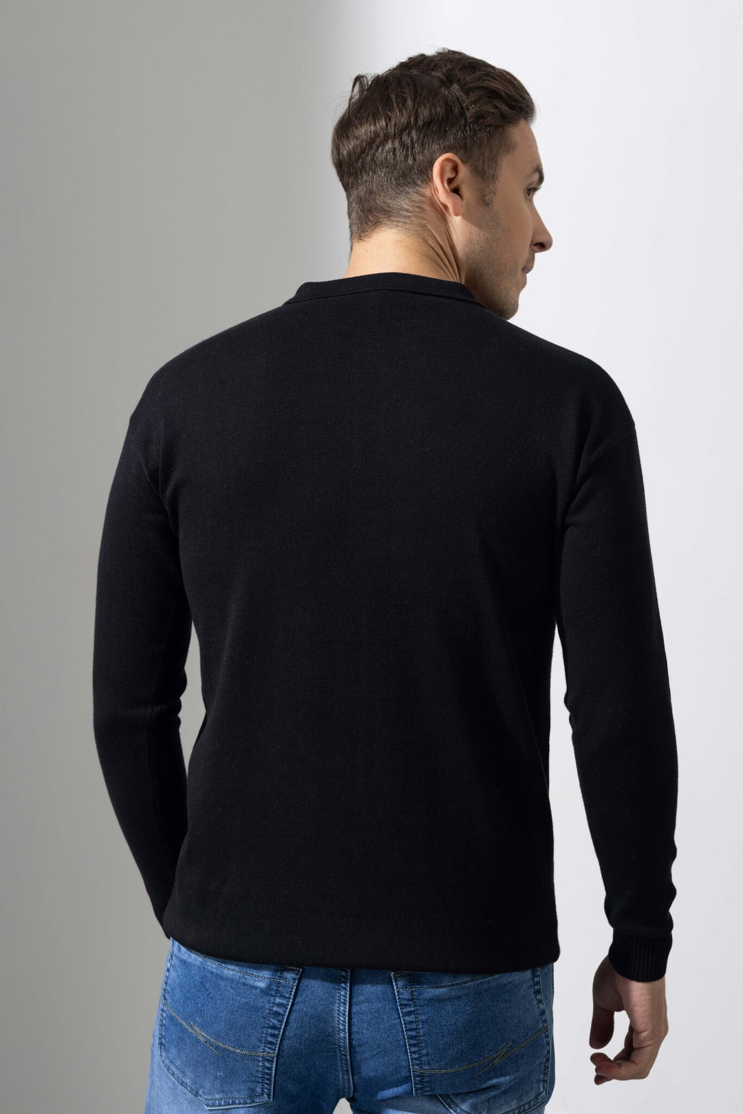 Black Premium Flat Knit Polo T-Shirt