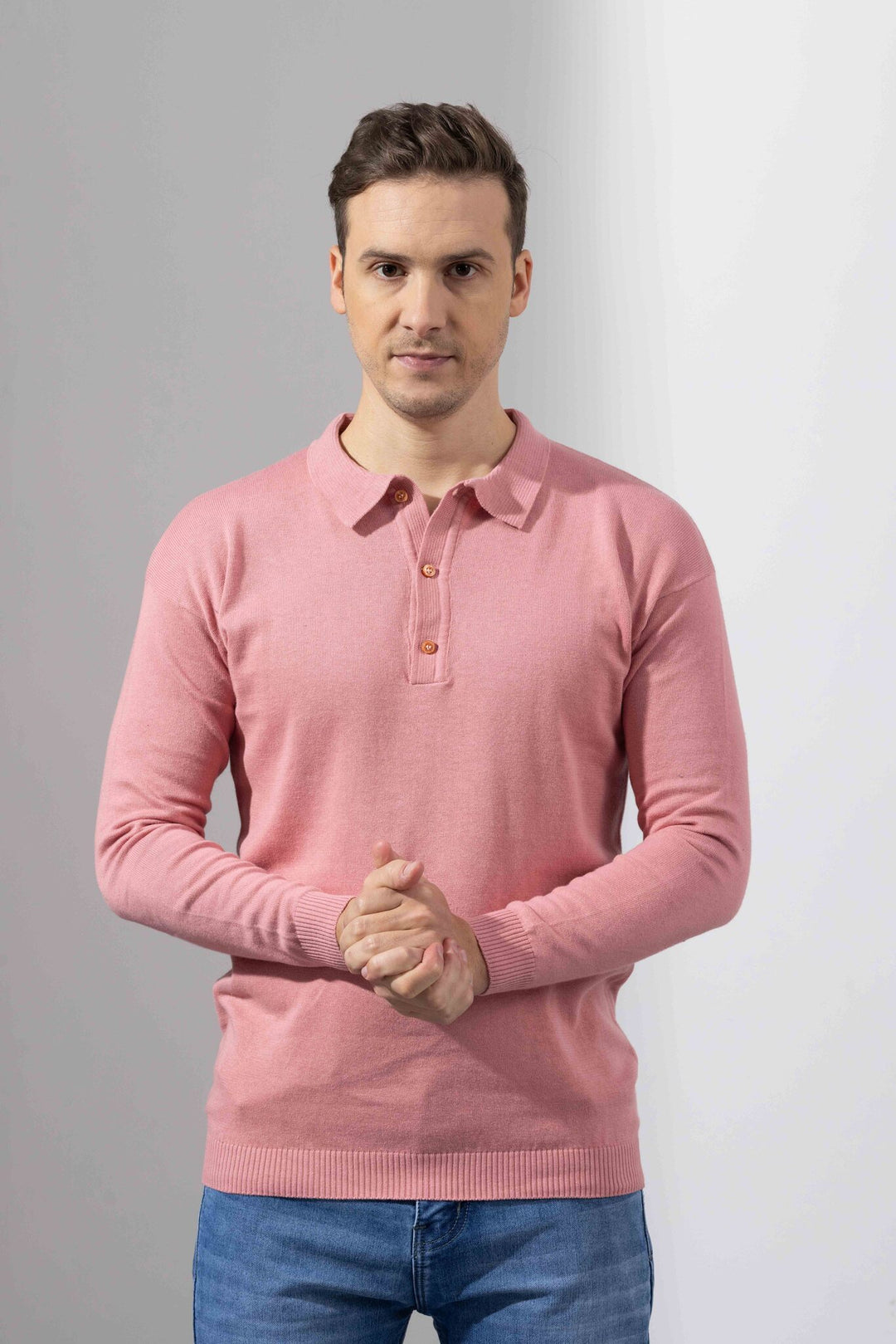 Pink Premium Flat Knit Polo T-Shirt