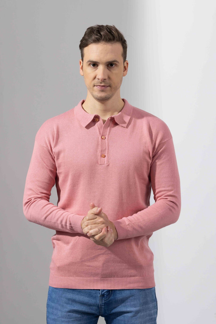 Pink Premium Flat Knit Polo T-Shirt
