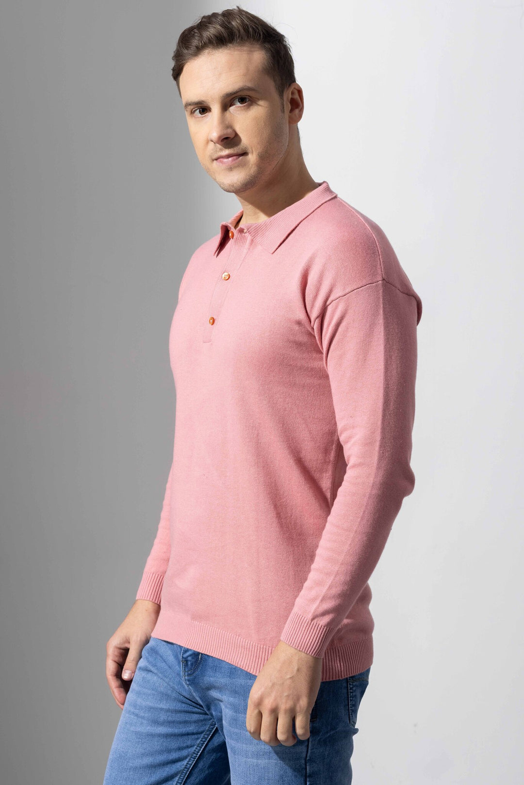 Pink Premium Flat Knit Polo T-Shirt
