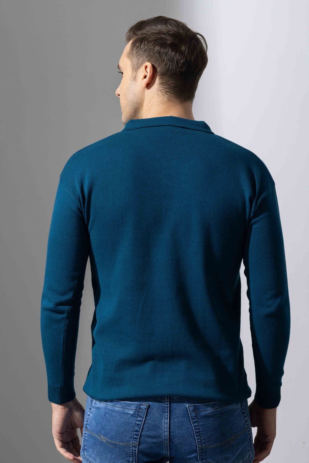 Turquoise Blue Premium Flat Knit Polo T-Shirt