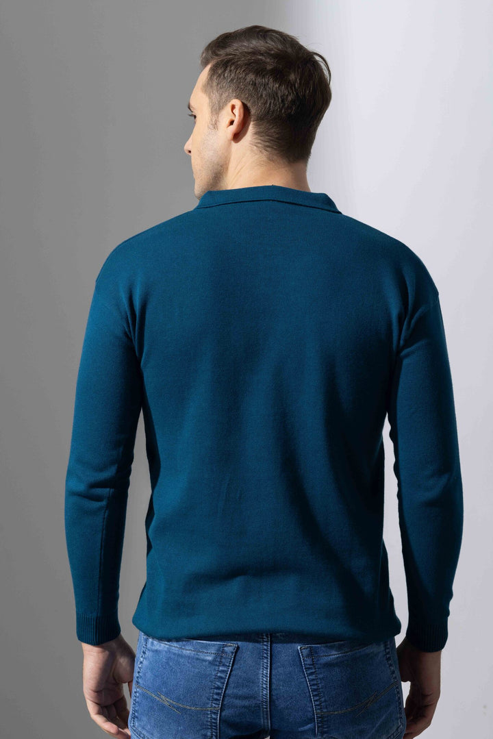 Turquoise Blue Premium Flat Knit Polo T-Shirt