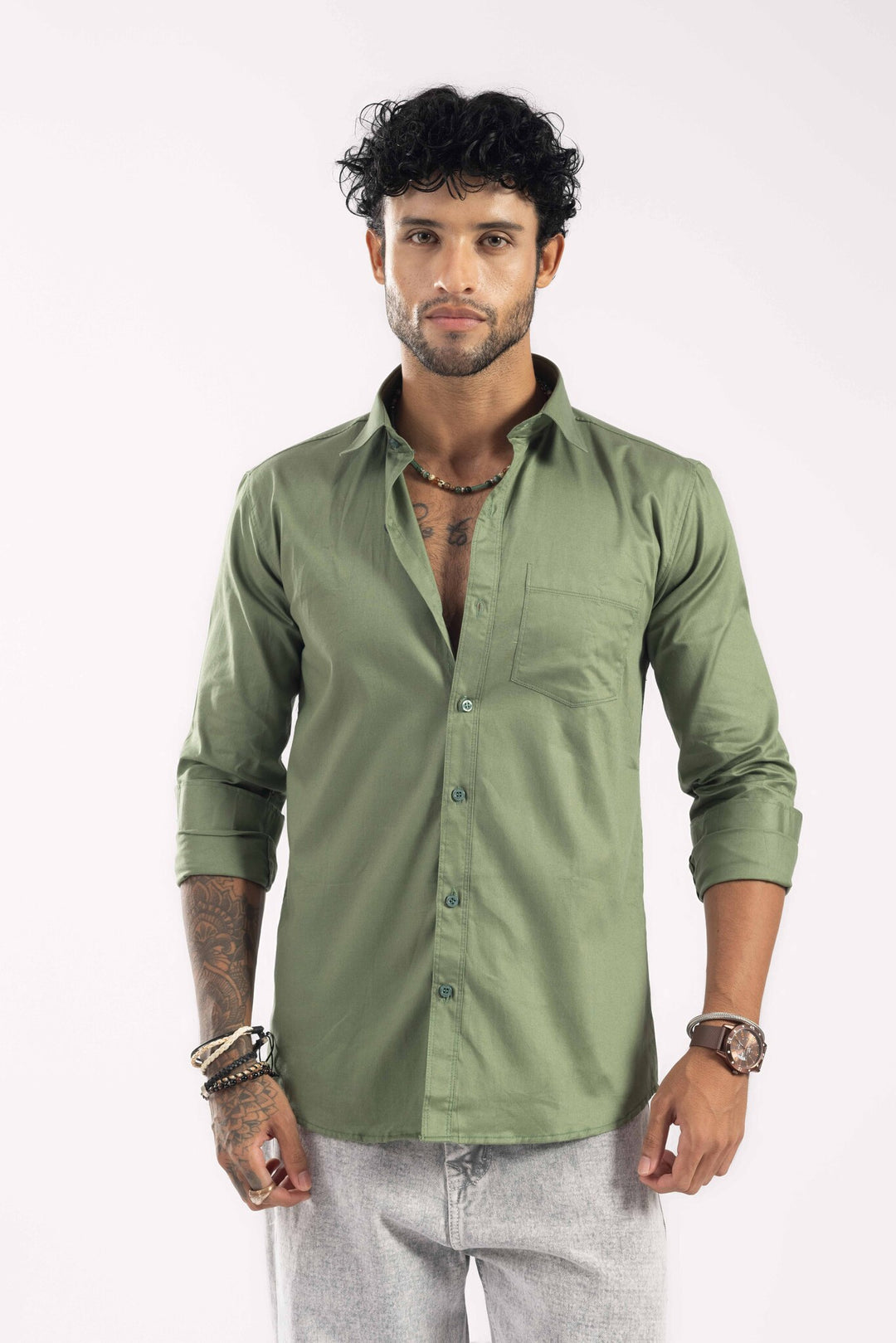 Green Full Sleeve Casual Shirt