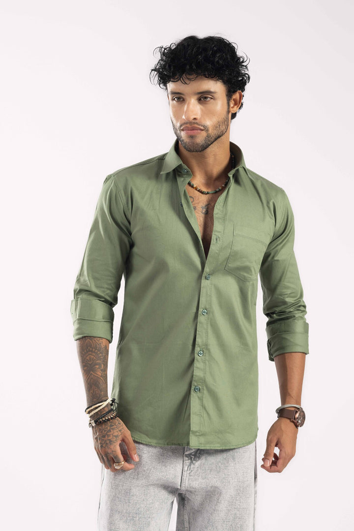 Green Full Sleeve Casual Shirt