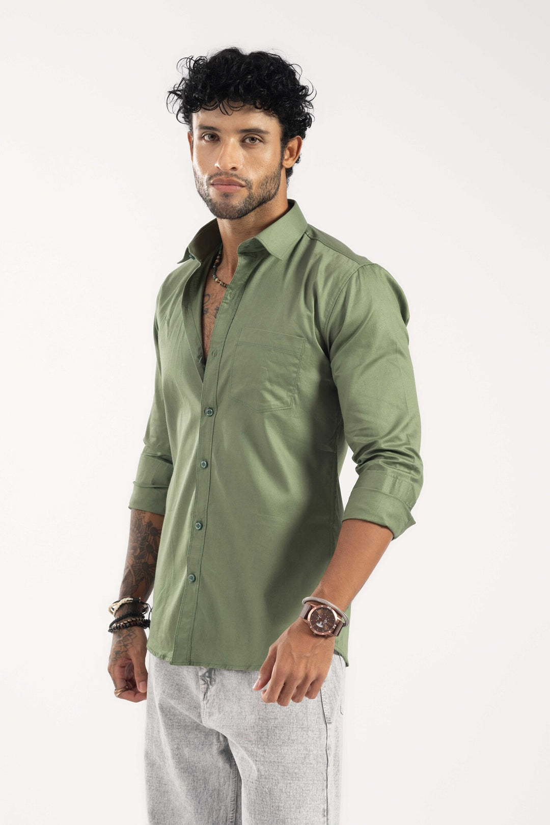 Green Full Sleeve Casual Shirt