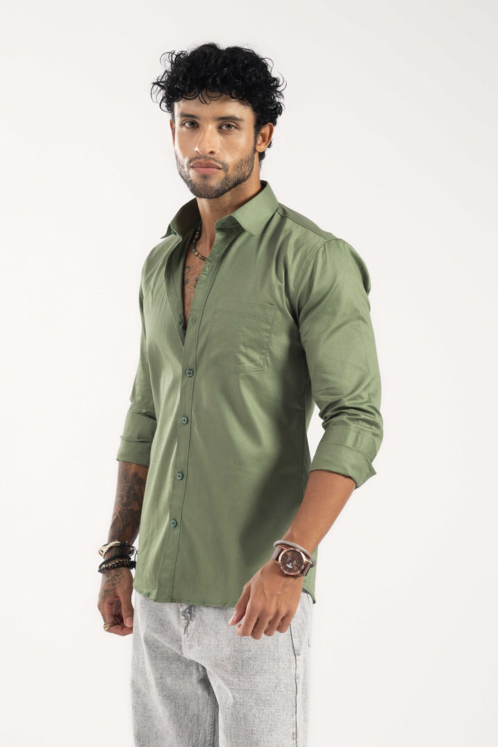 Green Full Sleeve Casual Shirt