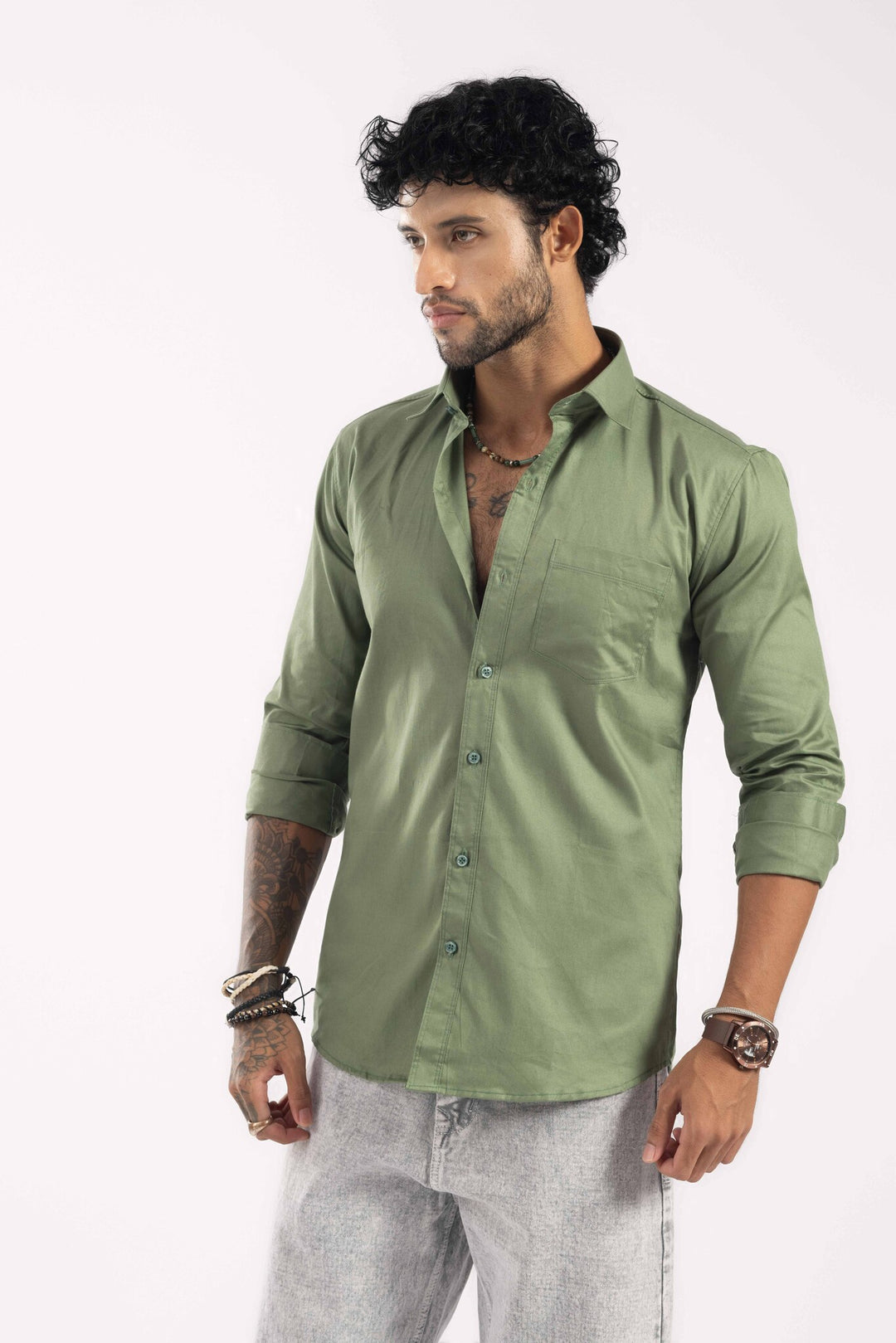 Green Full Sleeve Casual Shirt