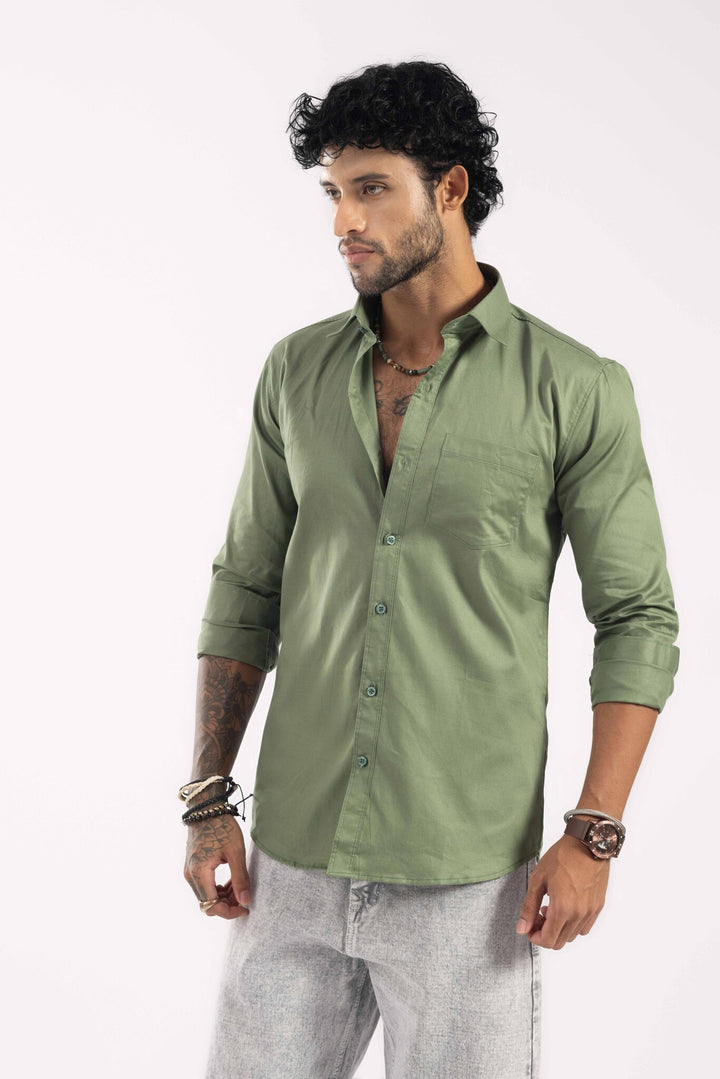 Green Full Sleeve Casual Shirt