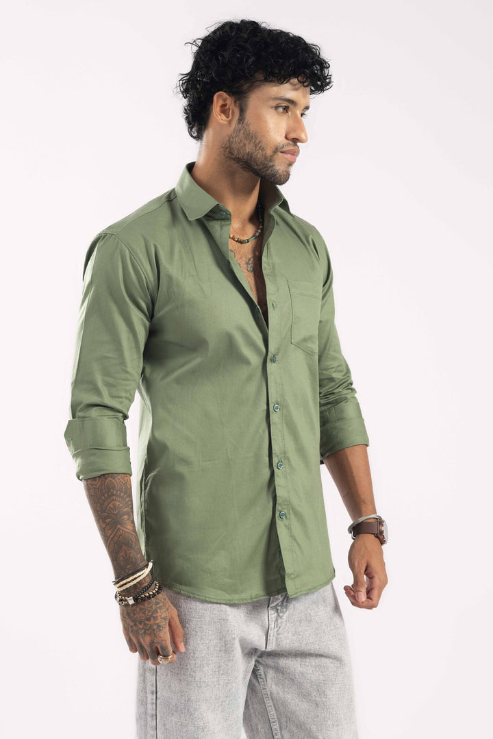 Green Full Sleeve Casual Shirt