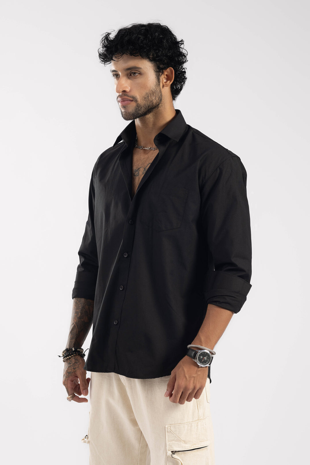 Black Full Sleeve Casual Shirt