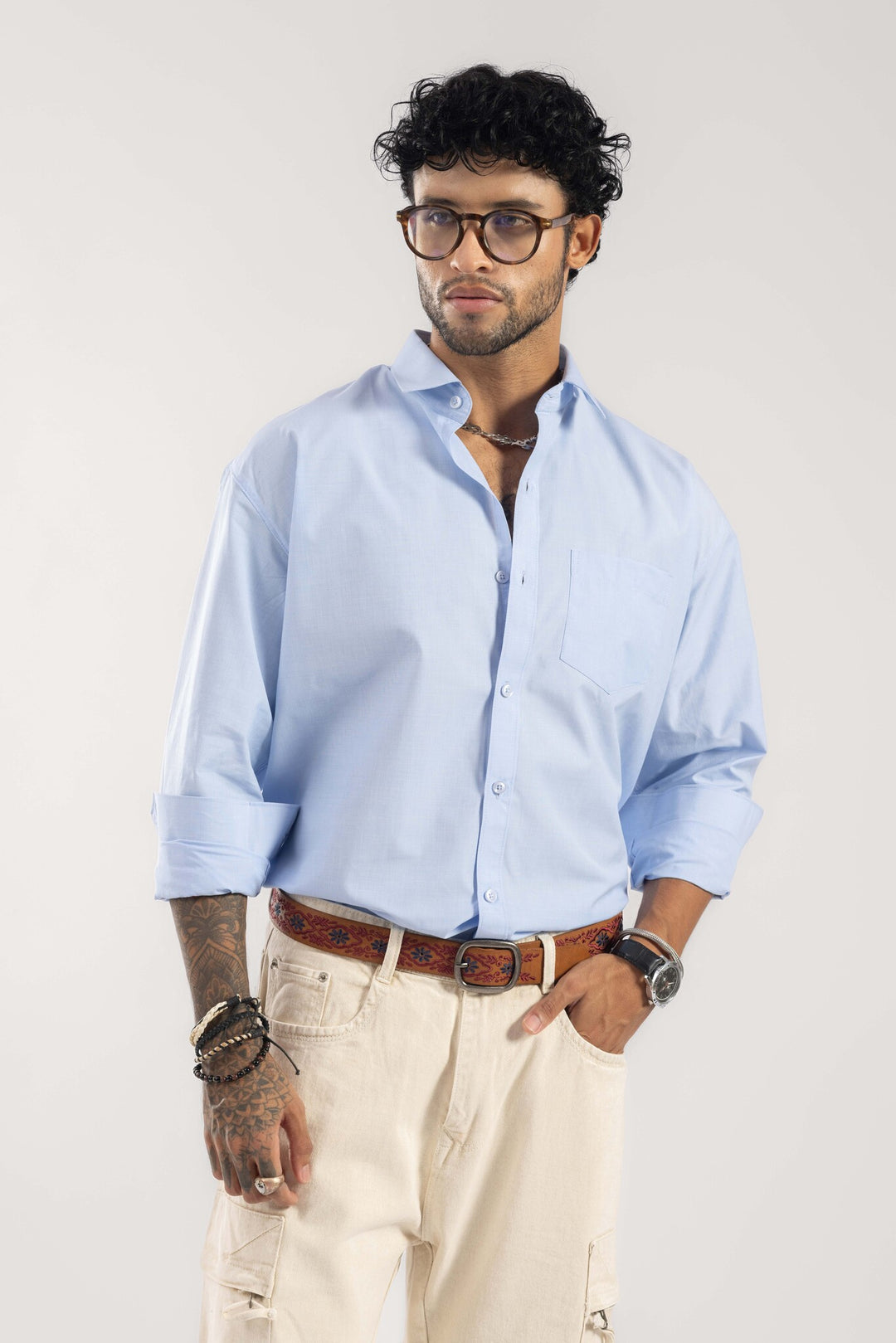Sky Blue Full Sleeve Casual Shirt