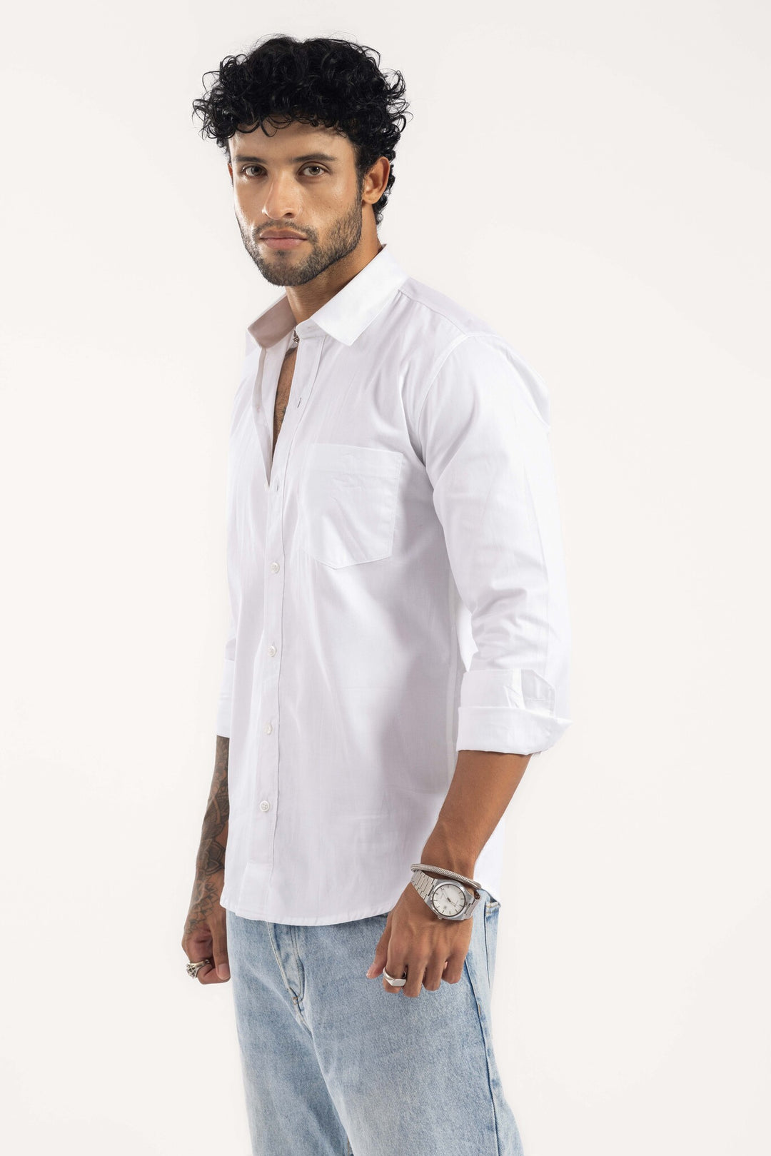 White Full Sleeve Casual Shirt