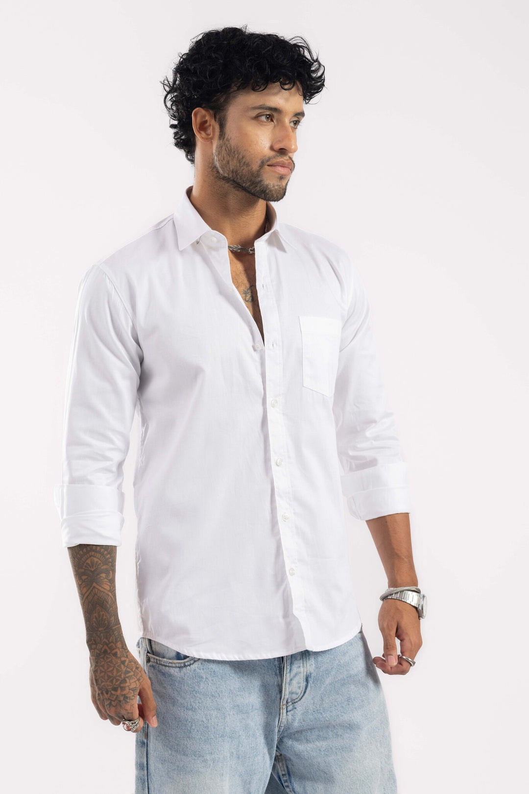 White Full Sleeve Casual Shirt