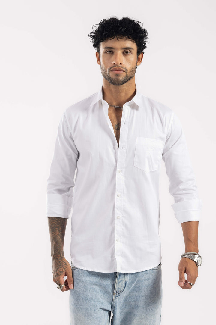 White Full Sleeve Casual Shirt