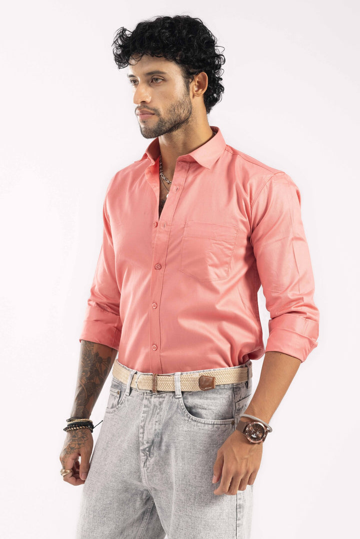 Peach Full Sleeve Casual Shirt