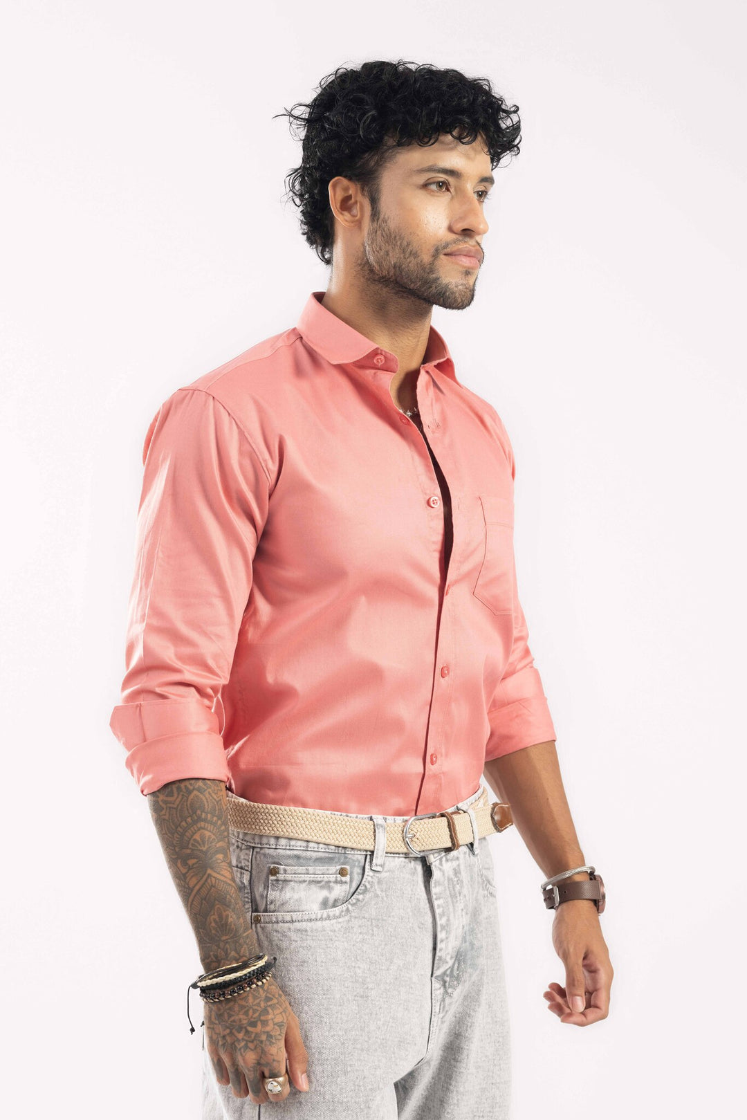 Peach Full Sleeve Casual Shirt