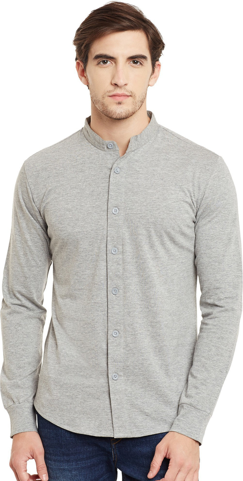 Grey Melange Knitted Shirt