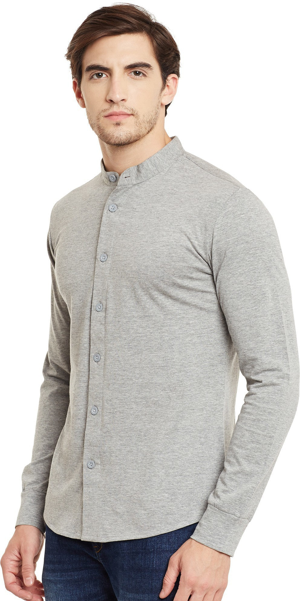 Grey Melange Knitted Shirt
