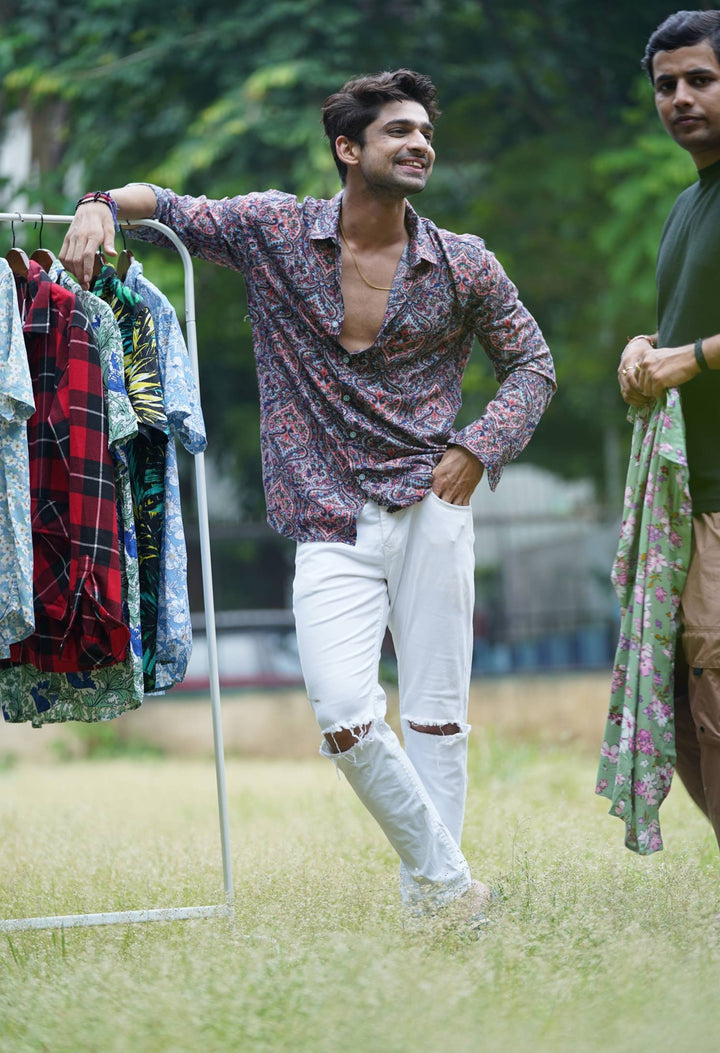 Navy "Boho" Rayon Shirt