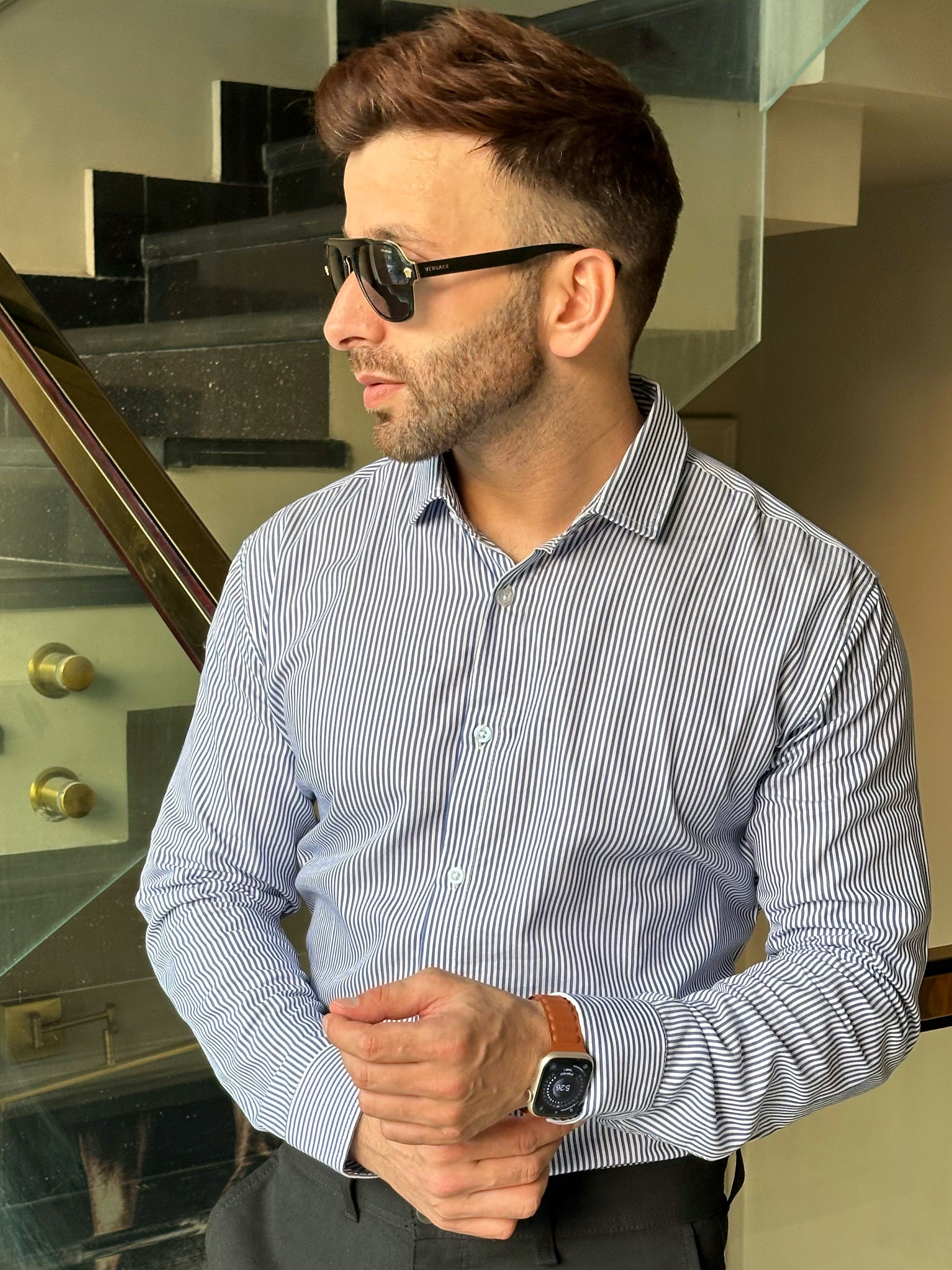 Black Striper Cotton Shirt