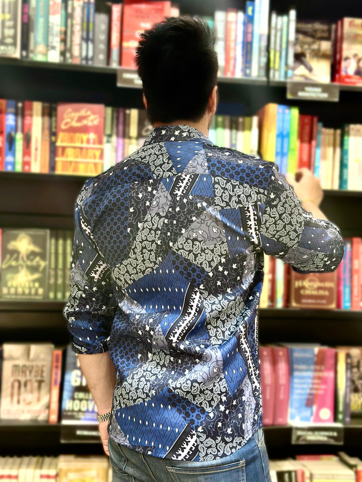 Blue Bohemian Printed Casual Rayon Shirt