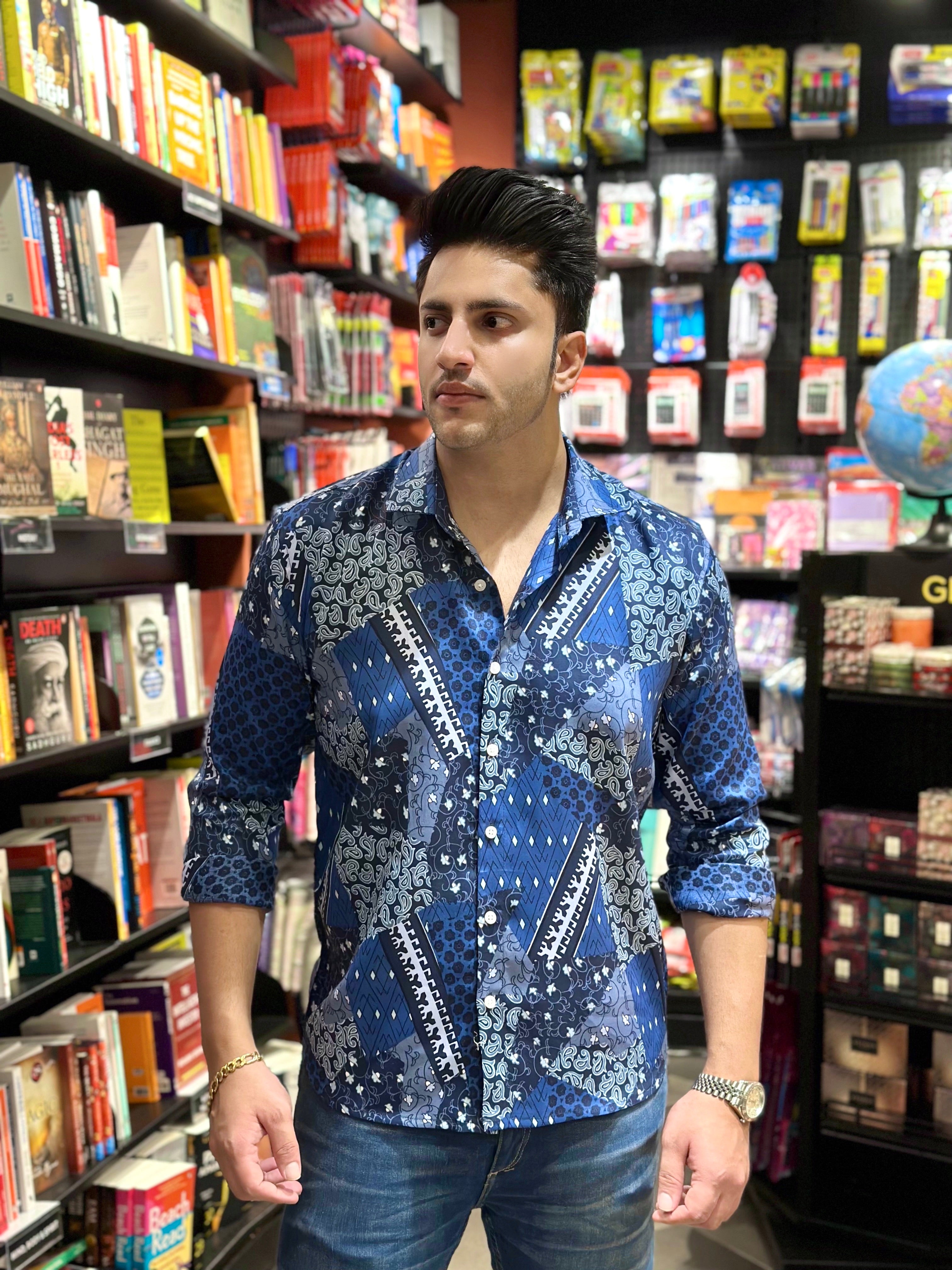 Blue Bohemian Printed Casual Shirt