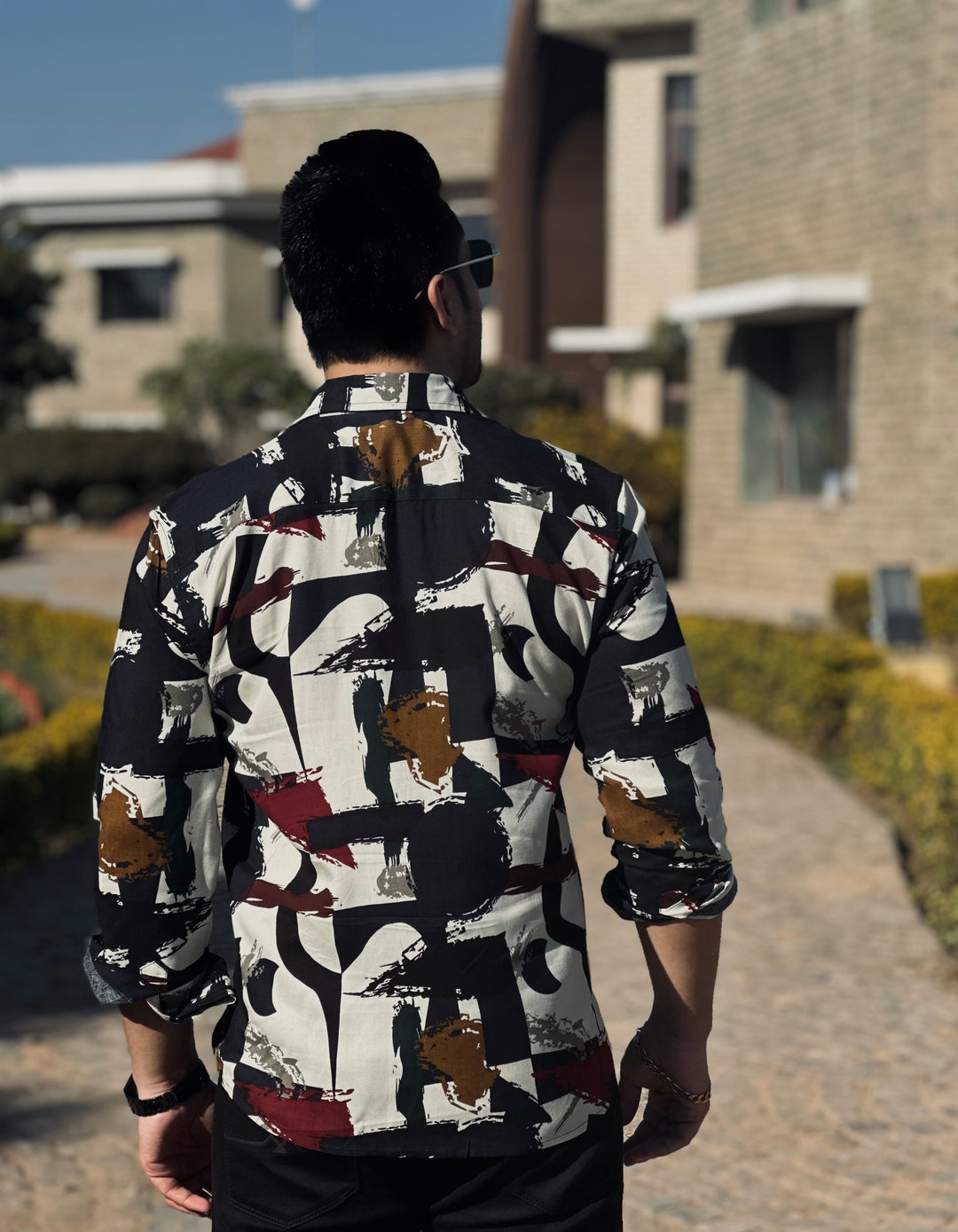 Full Sleeve White & Multi Rayon Shirt ( Neil Nitin Mukesh x Gritstones)