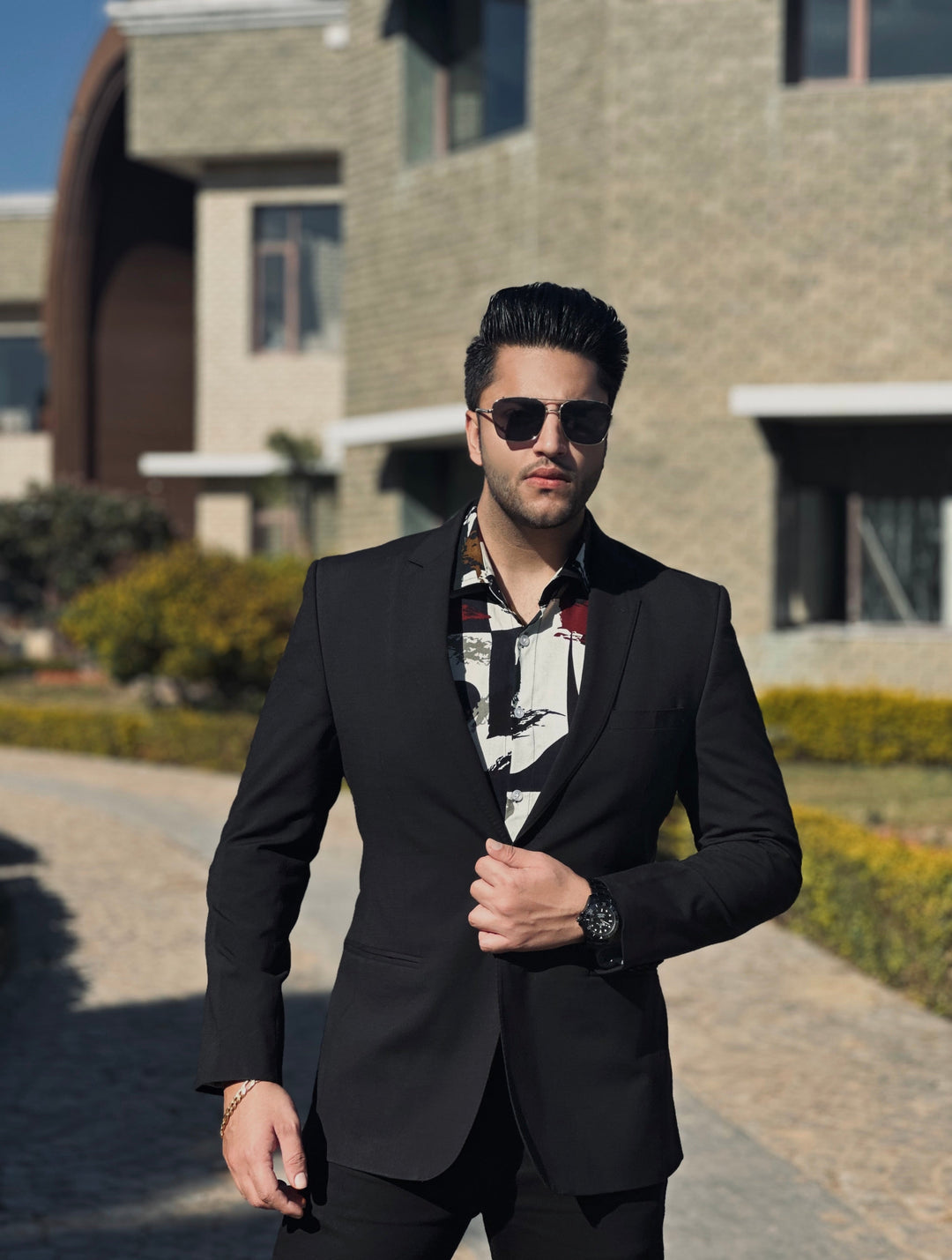 Full Sleeve White & Multi Rayon Shirt ( Neil Nitin Mukesh x Gritstones)