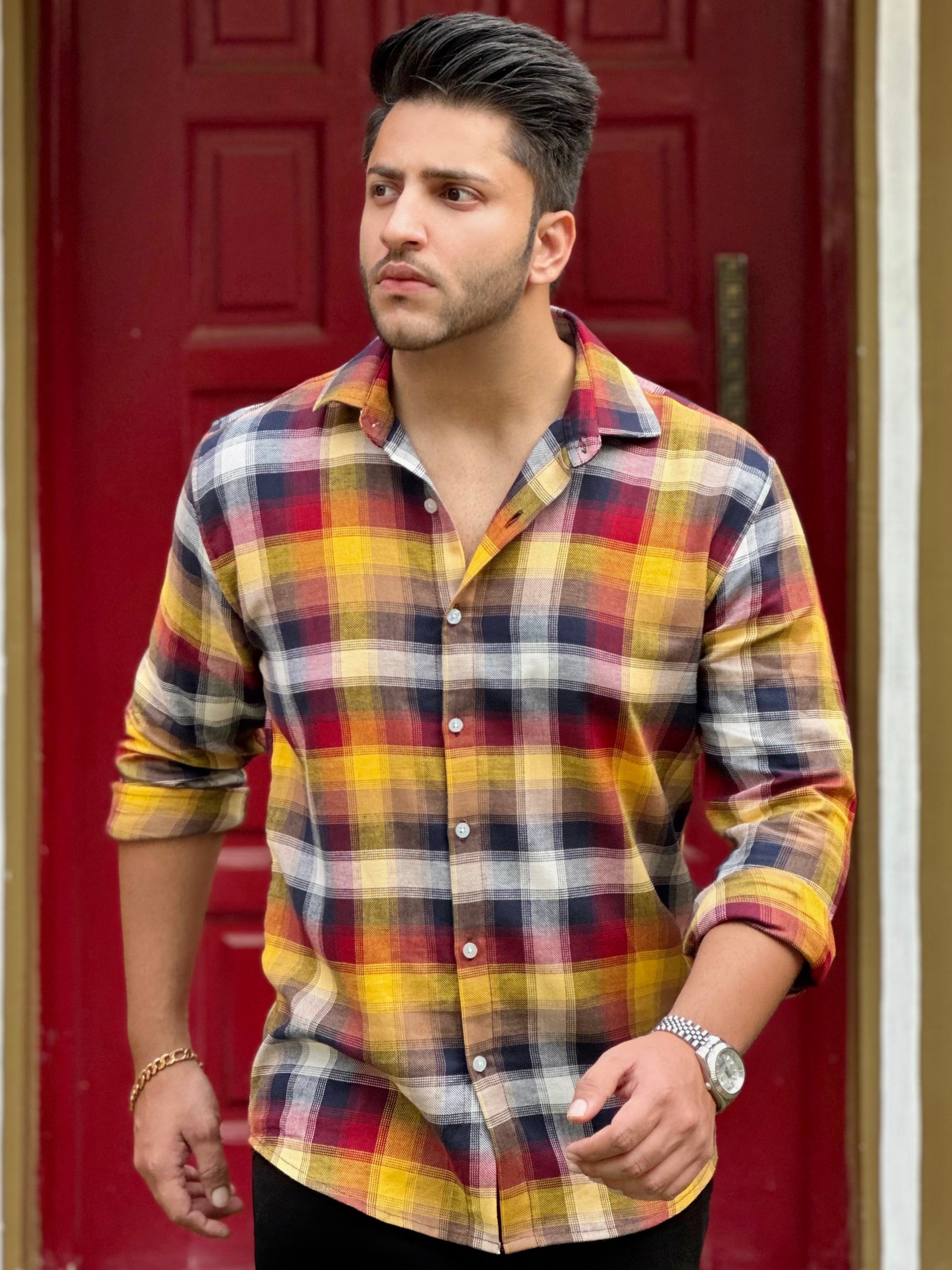 Check Full Sleeve Multicolor Rayon Shirt