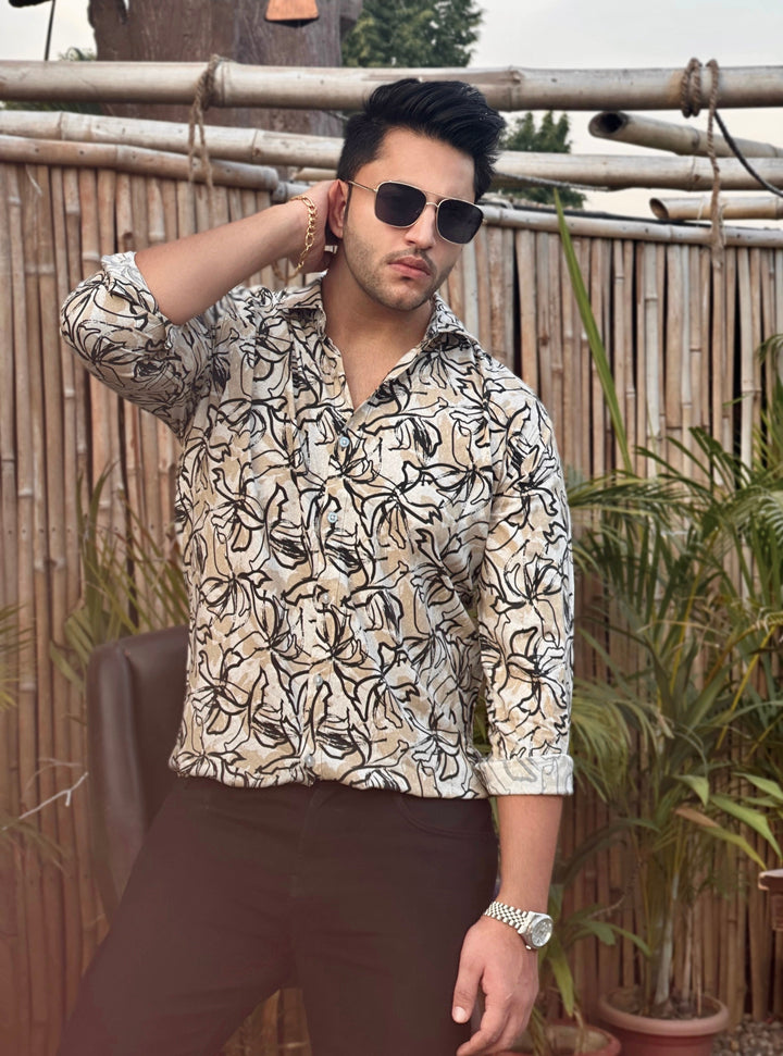 Brown Floral  Shirt
