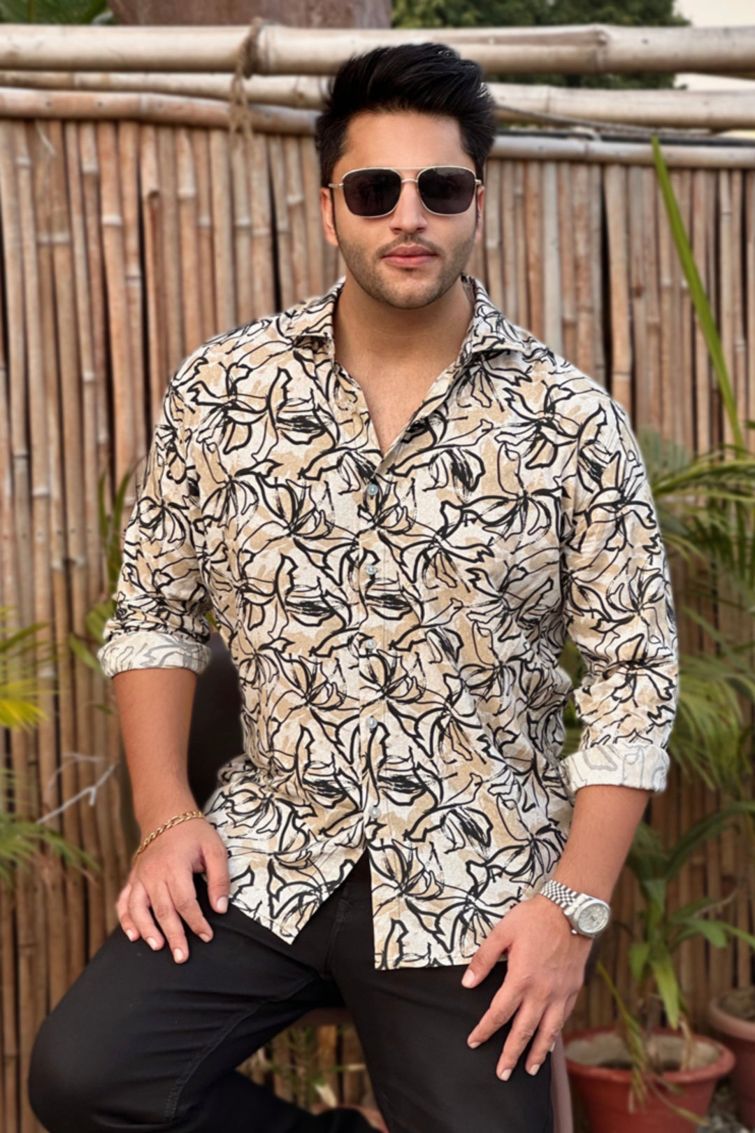 Brown Floral  Shirt