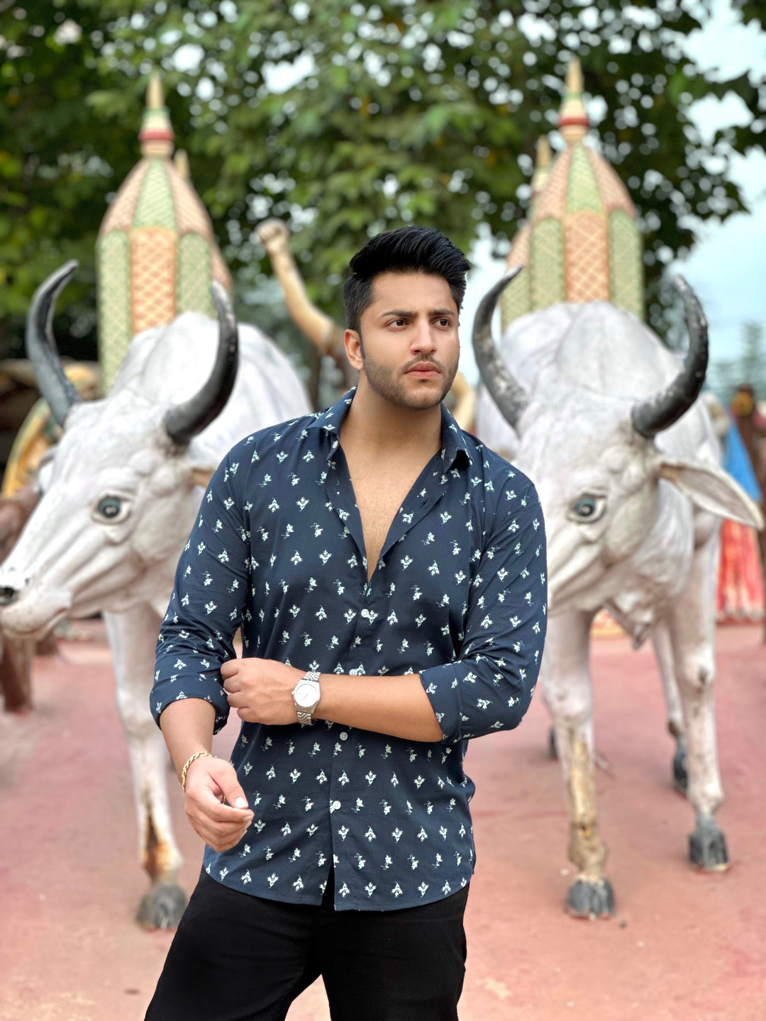 Printed Navy Shirt