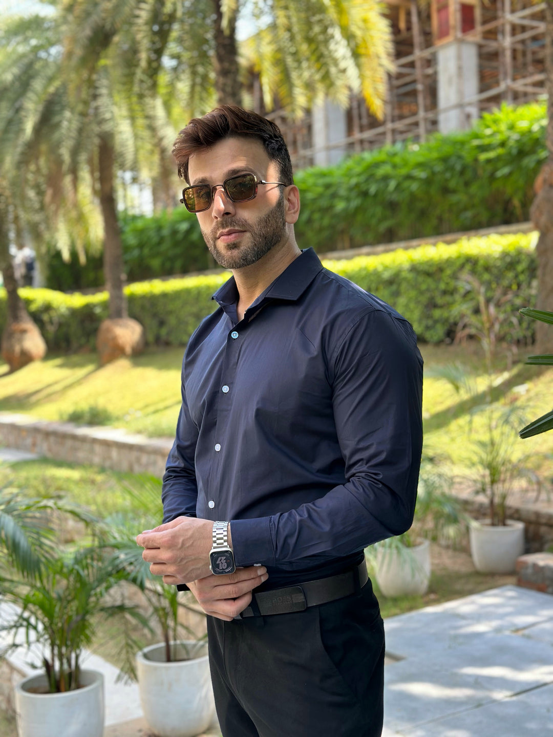 Navy Blue Solid Shirt