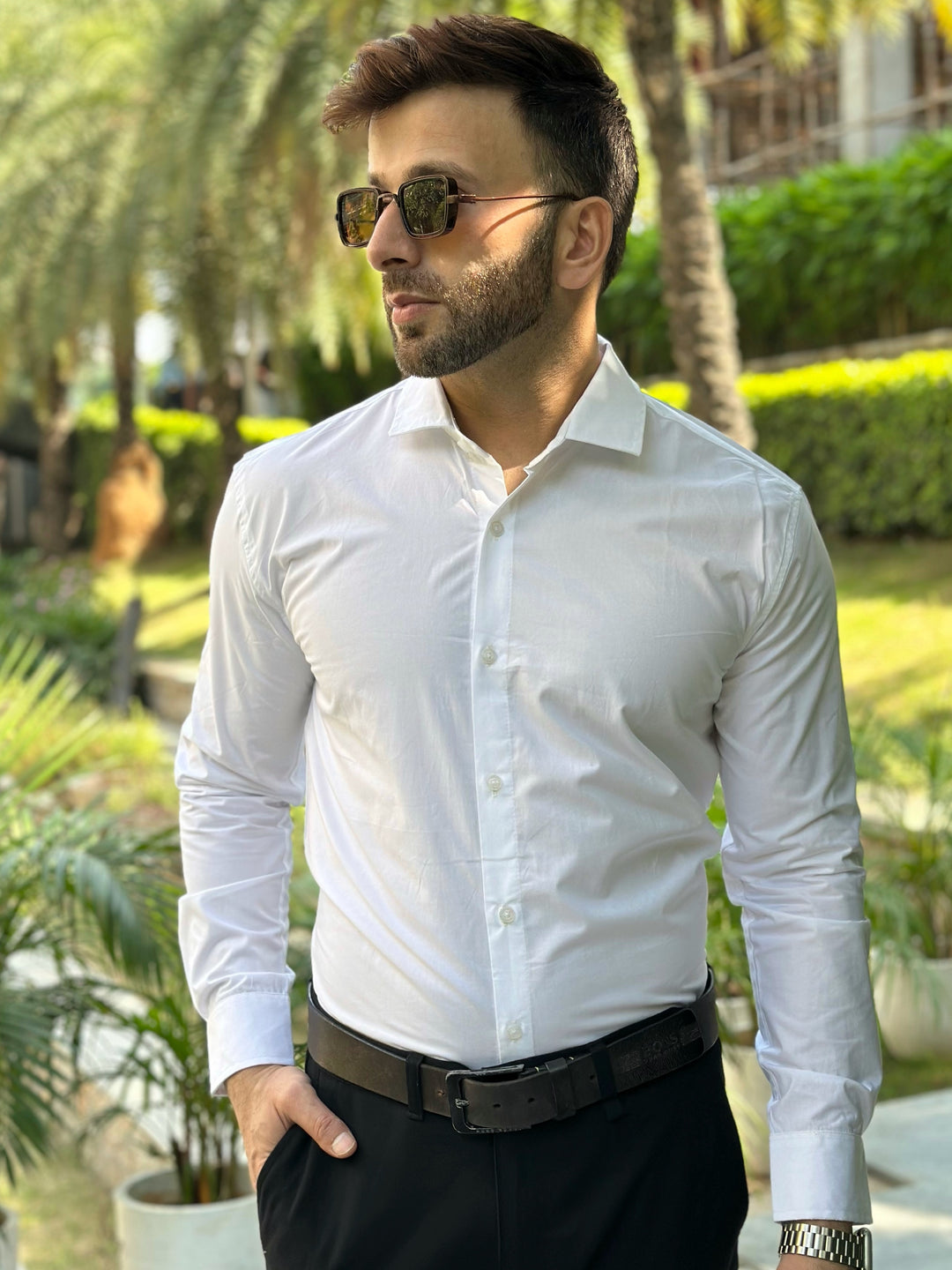 White Solid Cotton Shirt