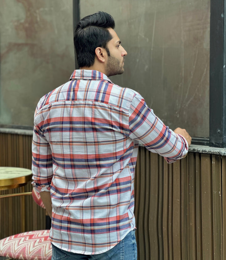 White Check Double Pocket Shirt