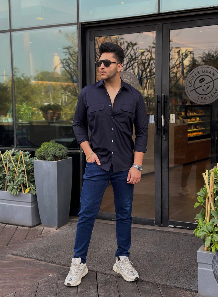 Navy Double Pocket Shirt
