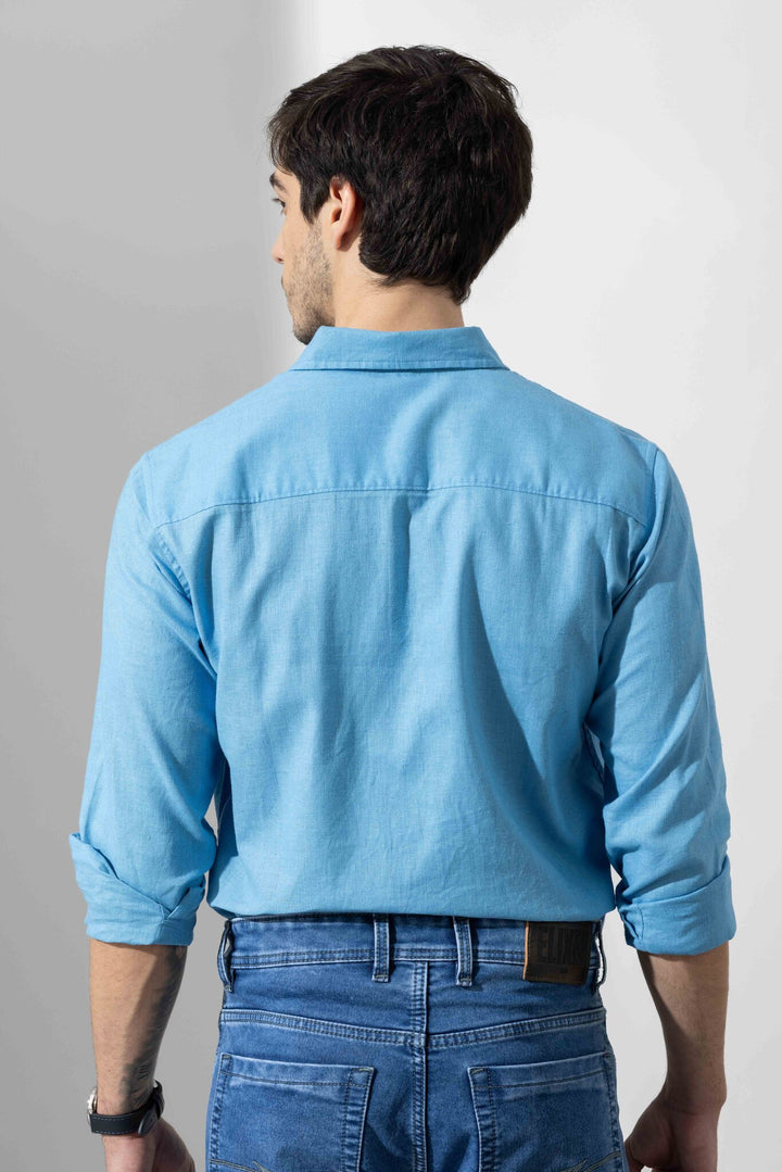 Blue Linen Full Sleeve Shirt
