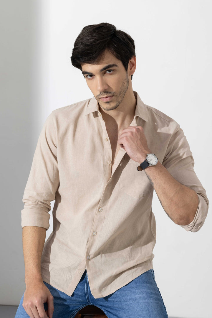 Cream Linen Full Sleeve Shirt