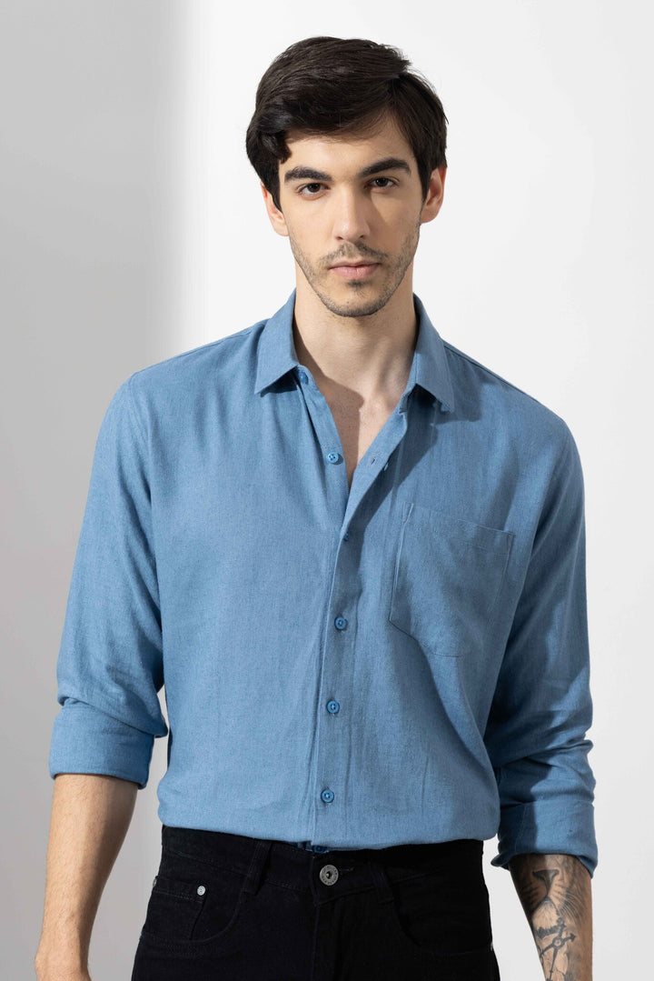 Dark Blue Linen Full Sleeve Shirt
