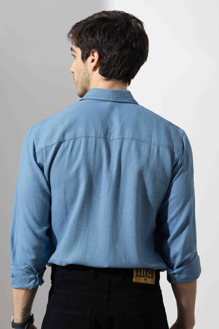 Dark Blue Linen Full Sleeve Shirt