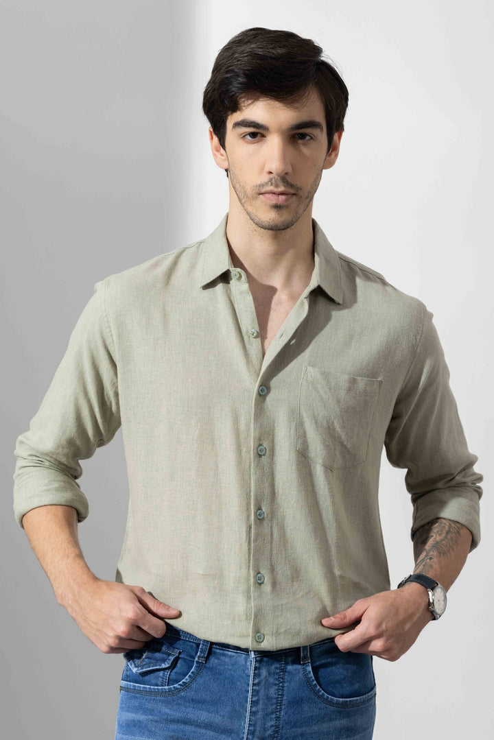 Light Green Linen Full Sleeve Shirt