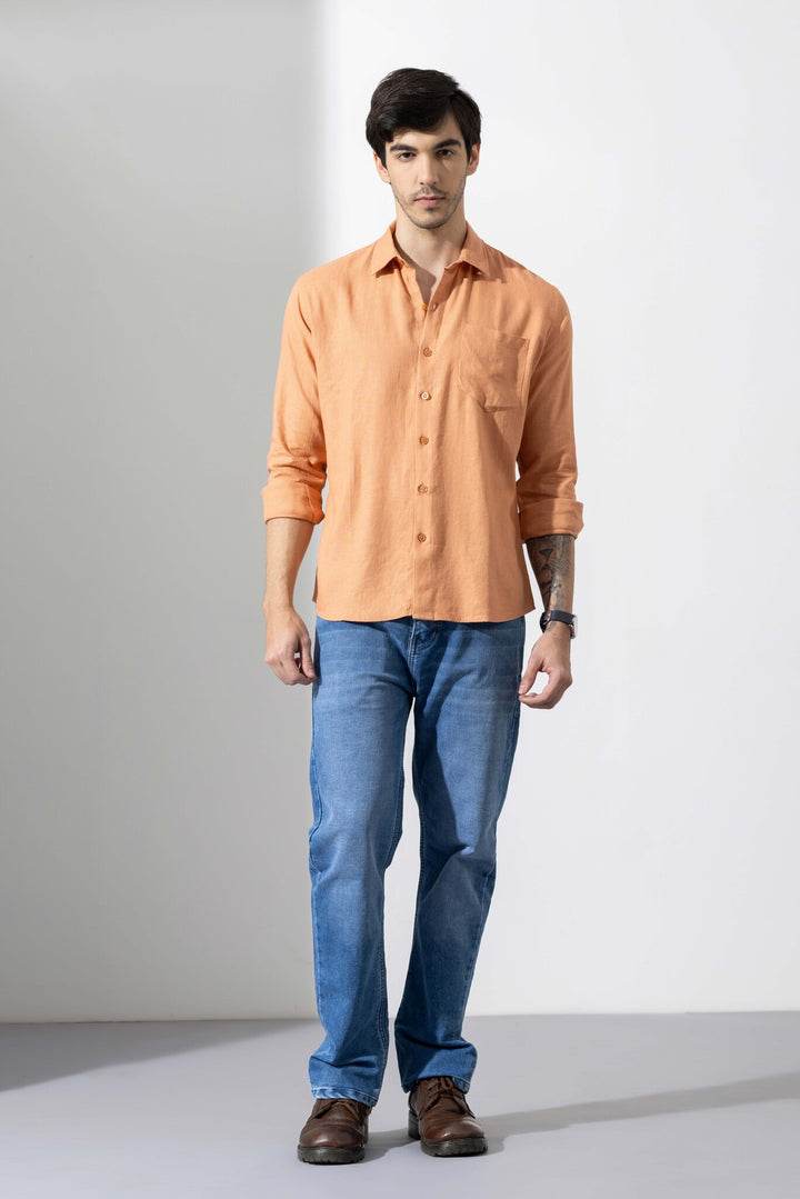 Orange Linen Full Sleeve Shirt