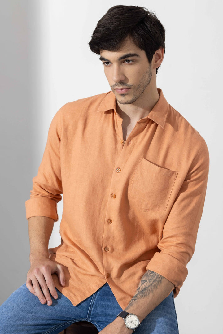 Orange Linen Full Sleeve Shirt