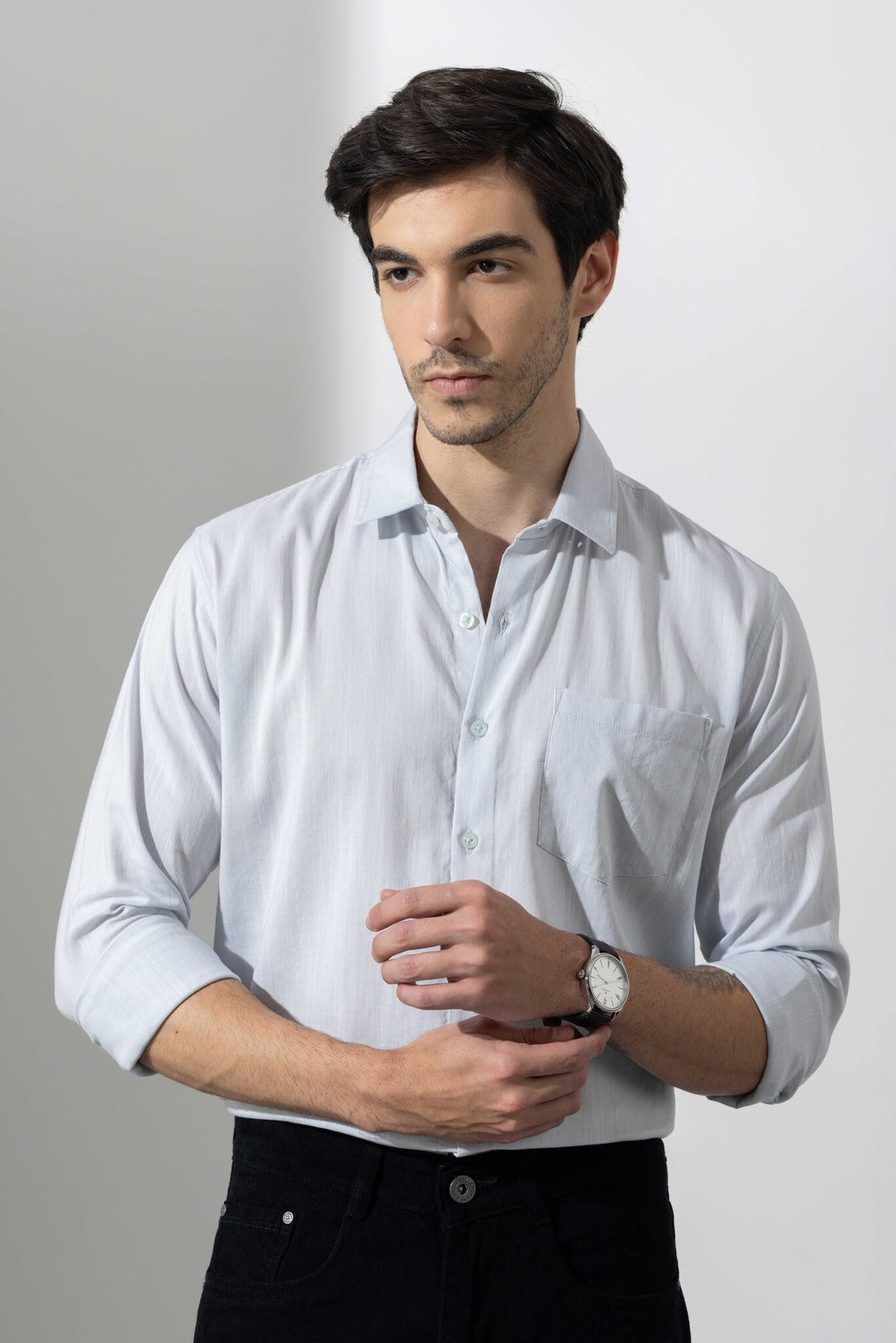 Sky Blue Linen Full Sleeve Shirt