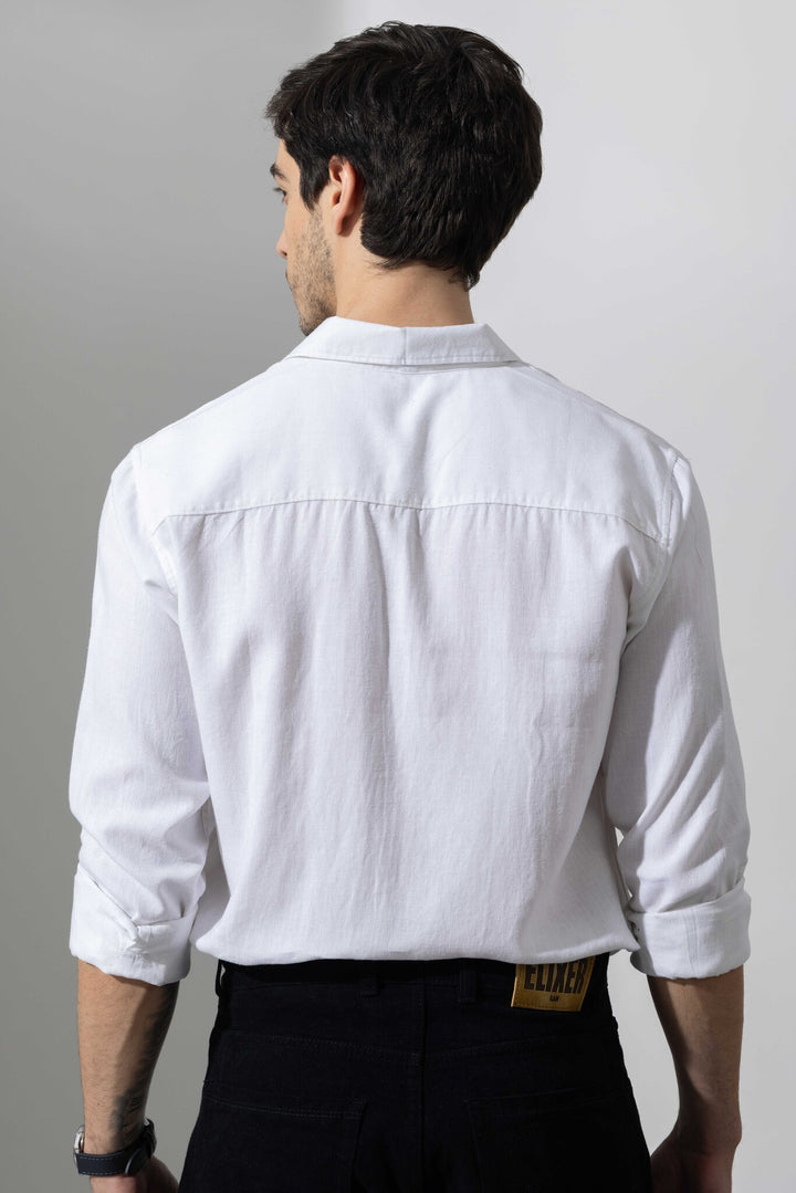 White Linen Full Sleeve Shirt