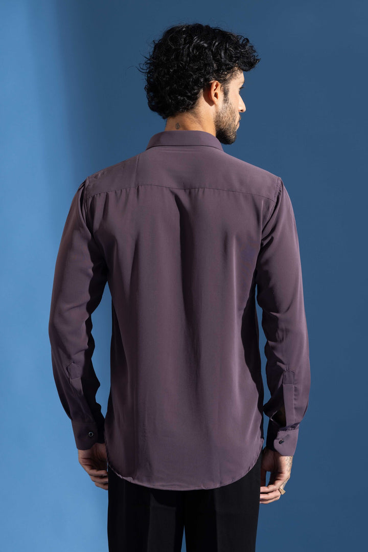 Purple Party Wear Shirt with Black Floral Print