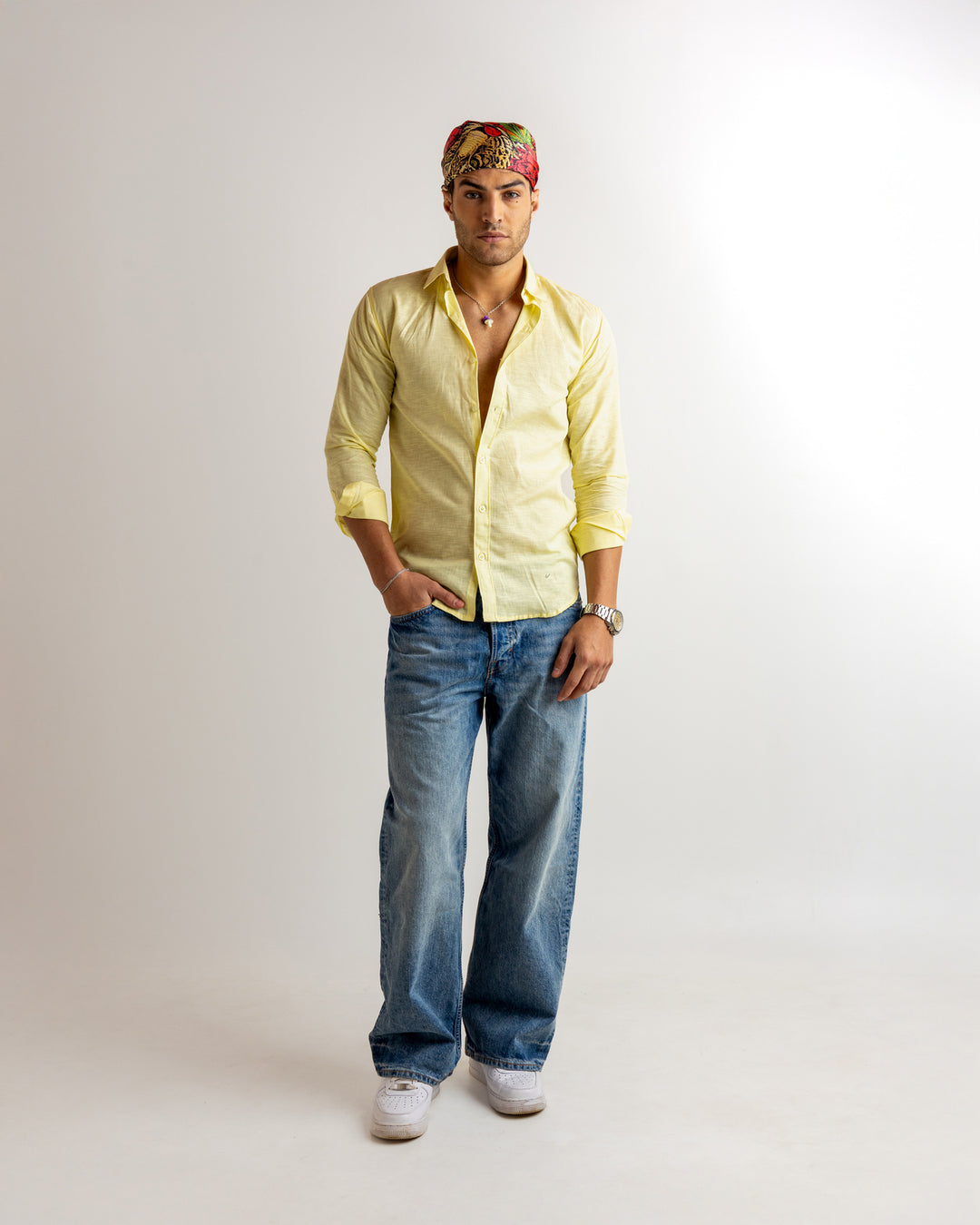 Yellow Solid Full Sleeve Linen Shirt