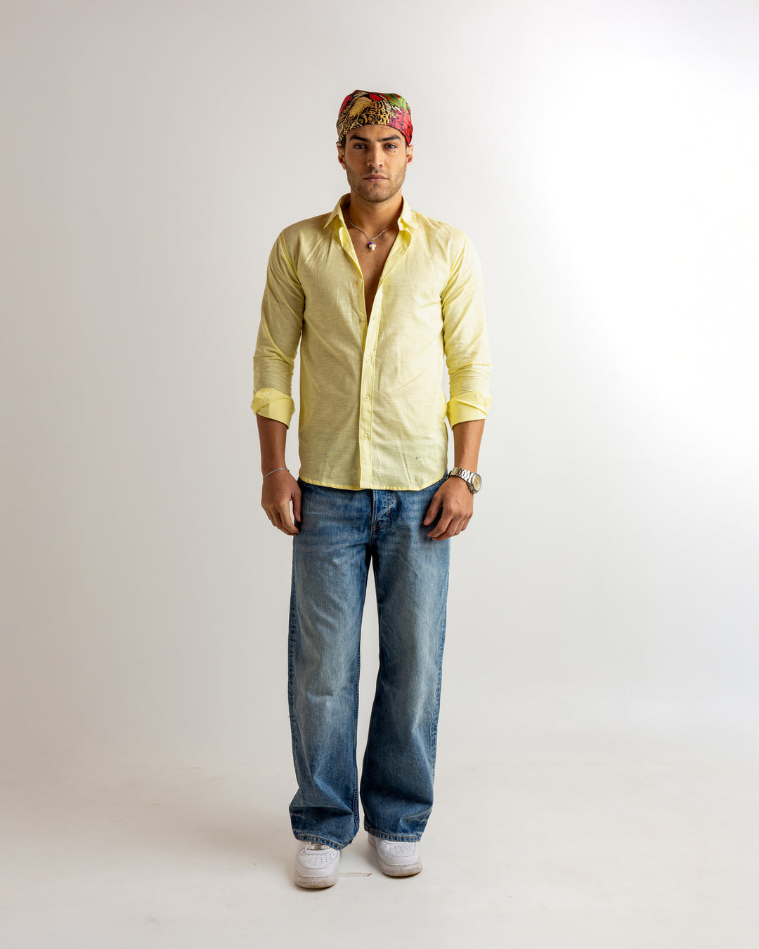 Yellow Solid Full Sleeve Linen Shirt